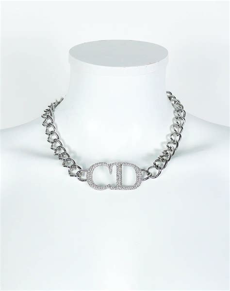 christian dior silver necklace|dior chunky necklace.